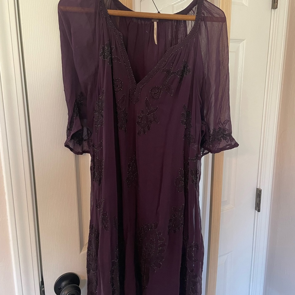 Free People, size Large, plum and beaded dress